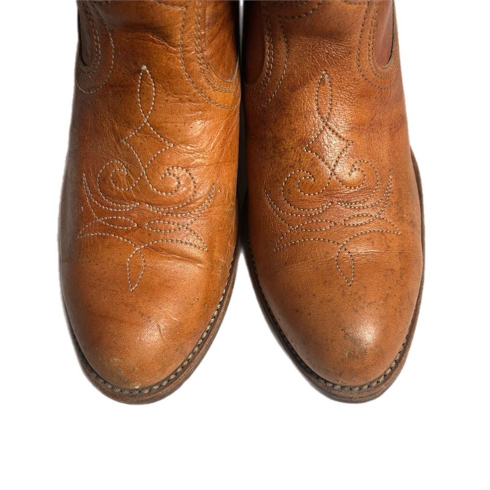 Vintage Acme Dingo USA Women Western Cowboy Boots Brown Leather Size 7M - Picture 4 of 11